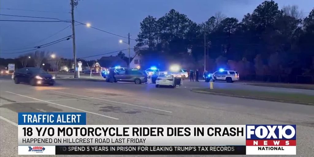 18-year-old motorcycle rider dies after Friday crash on Hillcrest Road - Fox 10 News