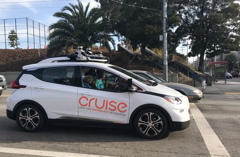 A Cruise self-driving car, which is owned by General Motors Corp, is seen outside the company’s headquarters in San Francisco where it does most of its testing, in California, U.S., September 26, 2018.  Picture taken on September 26, 2018.   REUTERS/Heather Somerville/File Photo