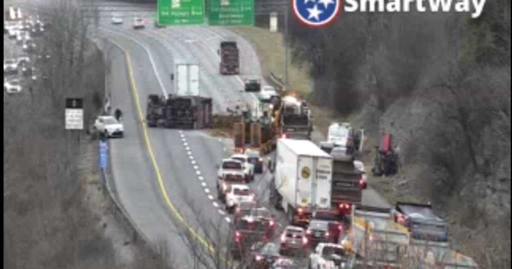 Portion of I-65 near Brentwood closed due to overturned dump truck - News Channel 5 Nashville