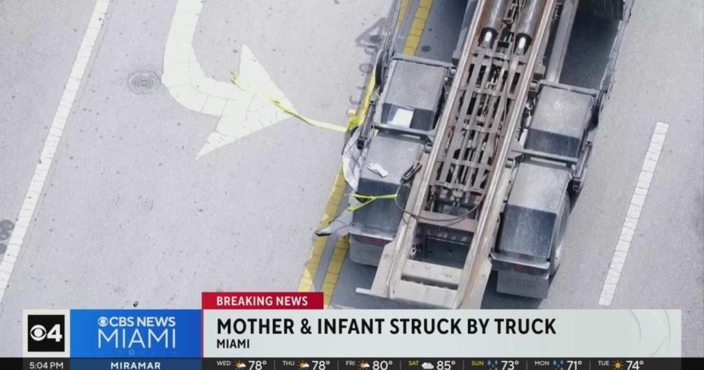 Mother and infant struck by truck in Miami - CBS News