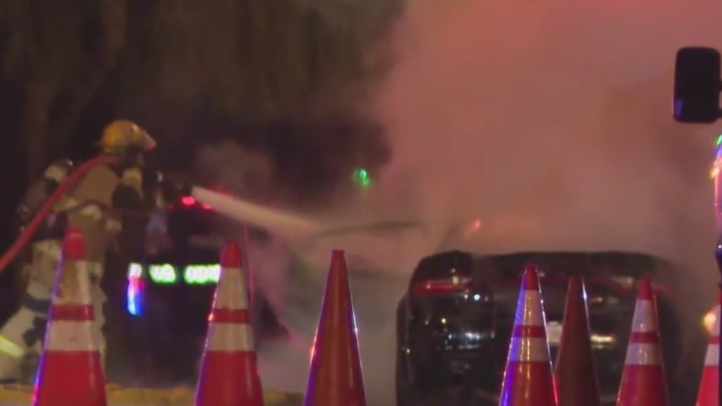 Car catches fire after crashing into tanker truck - FOX 10 News Phoenix