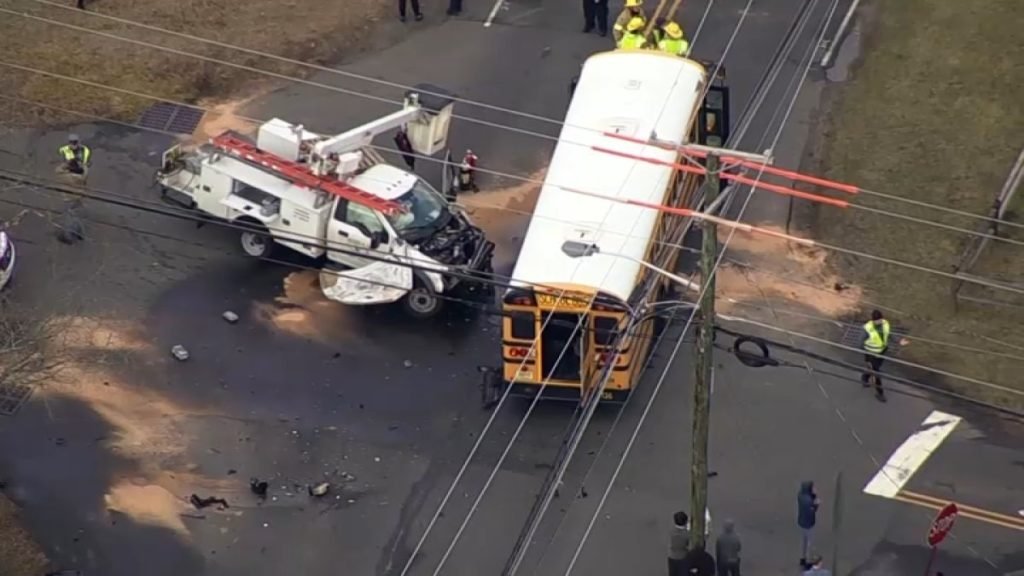 13 students suffer minor injuries in crash involving school bus, utility truck - NBC 10 Philadelphia
