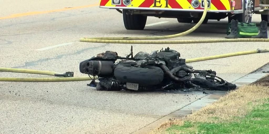 Motorcyclist catches fire after crashing near Tyler Pounds - KLTV