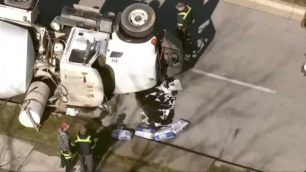 Cement truck overturns in Howard County - Baltimore - WBAL TV Baltimore