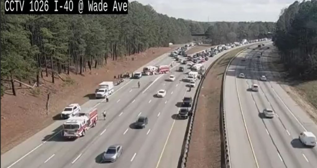 I-40 reopens after motorcycles crash at Wade Avenue merge area; 1 taken to hospital, police say - CBS17.com