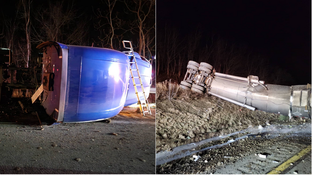 Westbound I-70 closed overnight due to overturned, leaking tanker truck - WPXI Pittsburgh