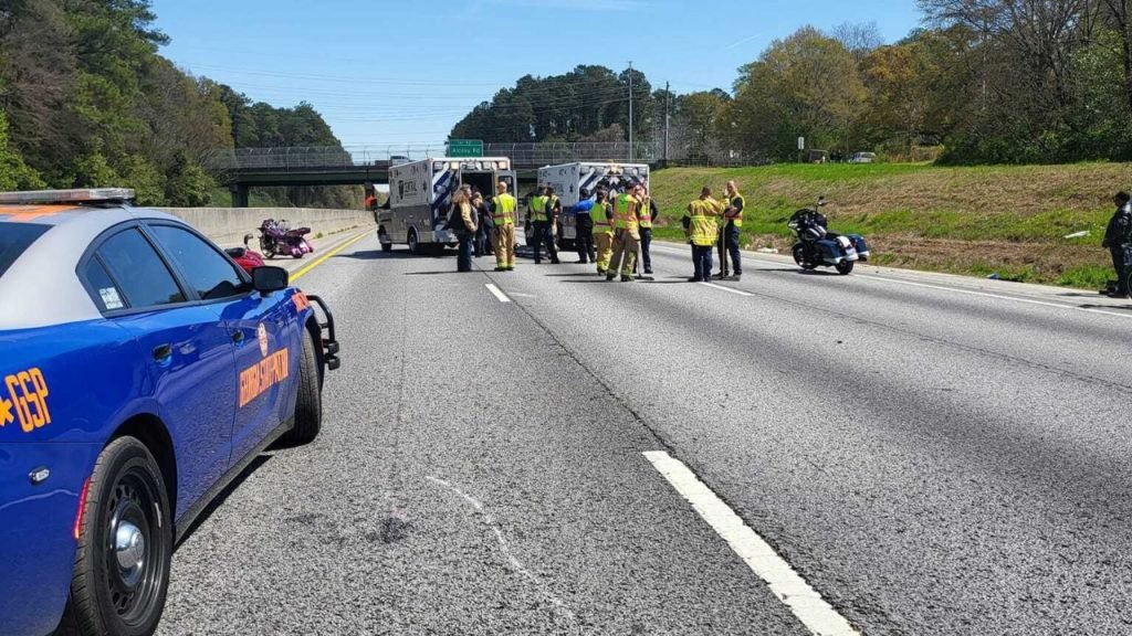 2 airlifted as motorcycle crashes involving nearly 100 bikers shut down I-20 in Covington - FOX 5 Atlanta