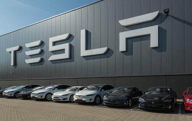 TILBURG NETHERLANDS - SEPTEMBER 25 2016: Tesla Motors Assembly Plant in Tilburg Netherland. Tesla car.