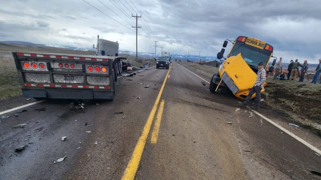 Semi-truck crashes into school bus in Washington County on Monday - KTVB.com