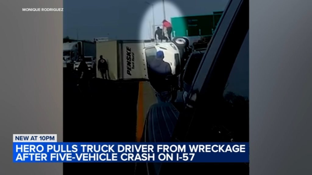Good Samaritan Anthony Pilot pulls driver from overturned box truck after 5-vehicle crash on I-57 in Markham, Illinois: VIDEO - WLS-TV