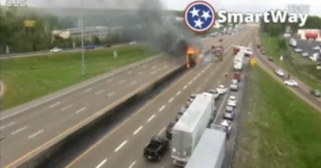 One person dead after semi-truck catches fire on I-40, police say - FOX13 Memphis