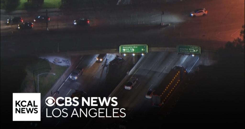 Motorcycle pursuit ends in crash on 5 Freeway - CBS Los Angeles