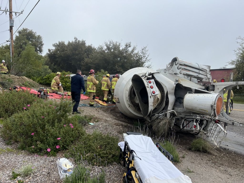 Cement Truck Rolls Over Near Buellton Injuring One - Santa Barbara Edhat