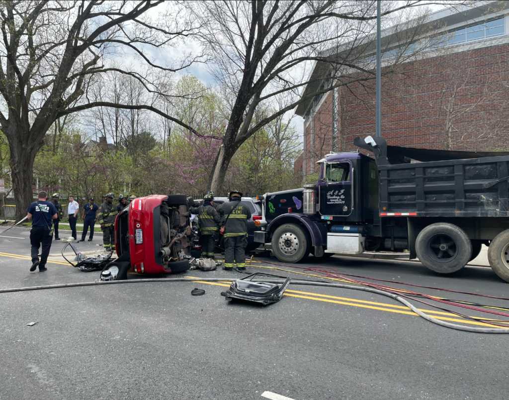 Vehicle flips in multi-vehicle collision involving dump truck in DC - FOX 5 DC