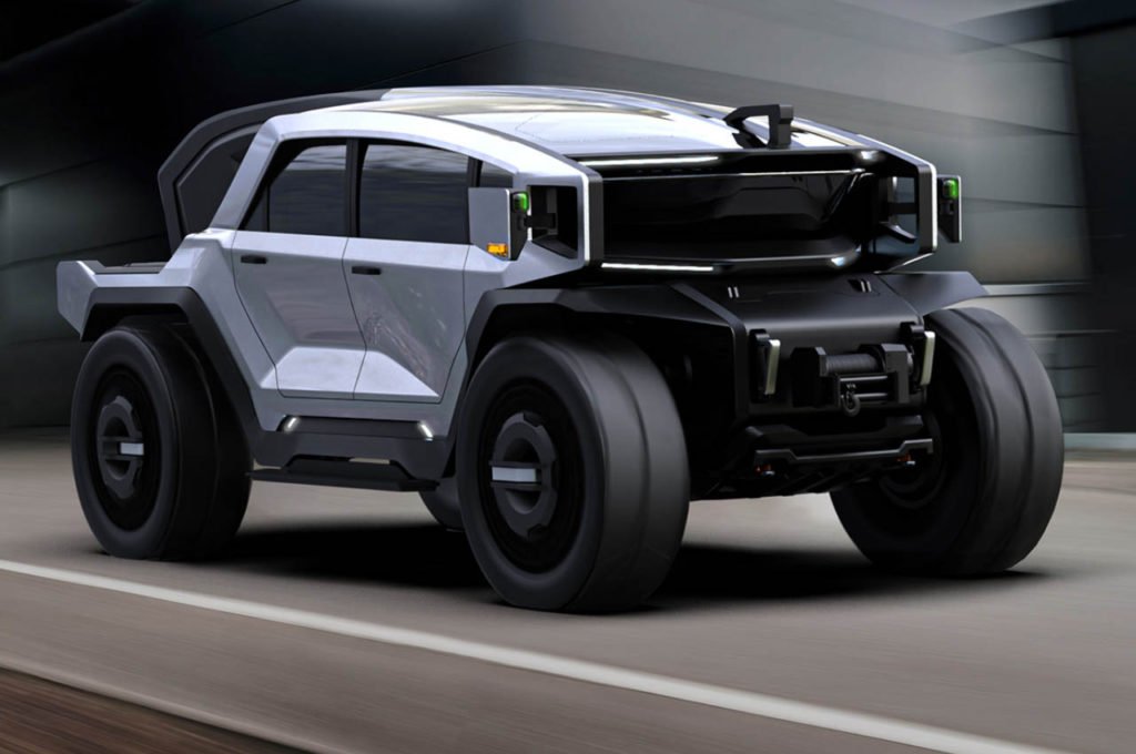 This scorpion-inspired pickup truck has flexible bed configuration for hauling cargo - Yanko Design