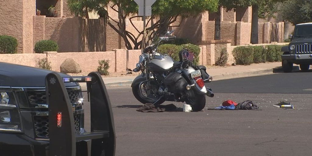 2 crashes leave motorcyclist hurt, ambulance damaged in Mesa - Arizona's Family