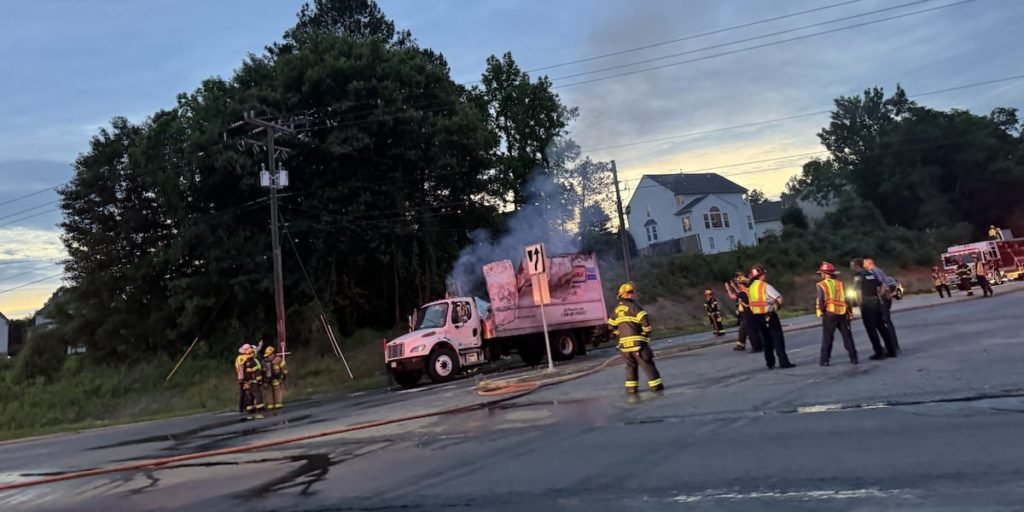 Box truck explodes, catches fire, causing lane closures - WWBT