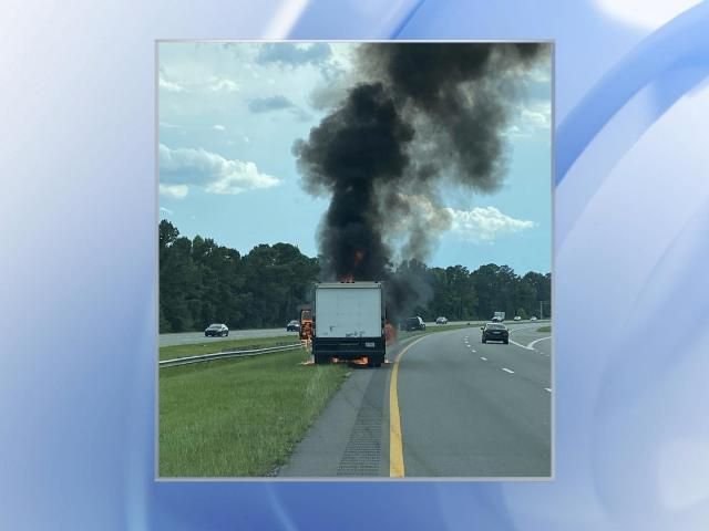 Truck catches fire on highway in Leland, fire department says - WRAL News