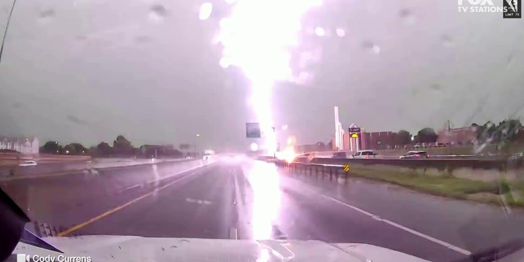 Watch: Massive lightning strike jolts Texas electrician's work truck - Fox Weather