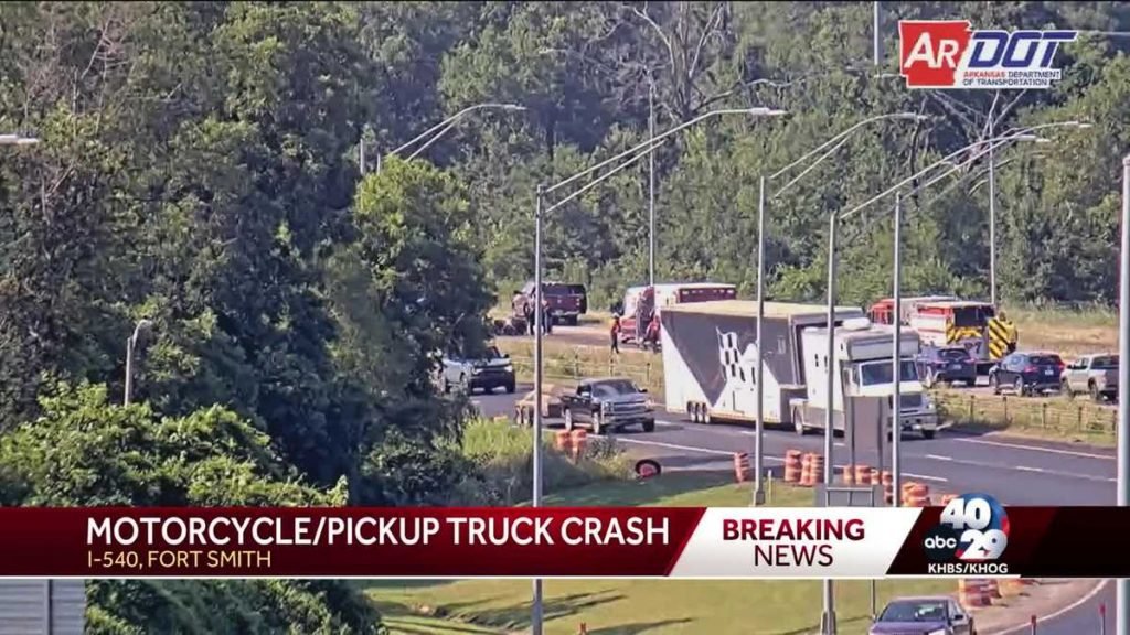Motorcycle/Pickup truck crash caused backup on I-540 Saturday - 4029tv