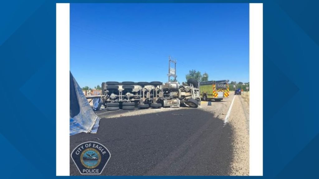 Semi-truck rollover crash closes Highway 16 for 4 hours - KTVB.com