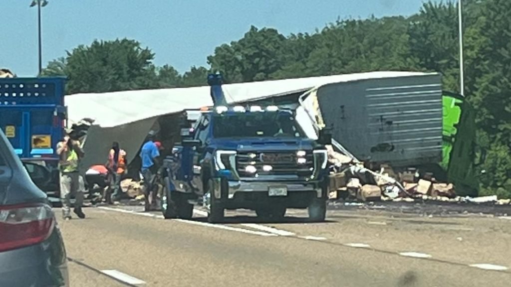 I-64 semi-truck crash hospitalizes 2 near New Baden - KSDK.com