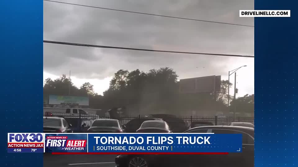 Tornado confirmed in Jacksonville as video shows truck flipping multiple times at local business - ActionNewsJax.com