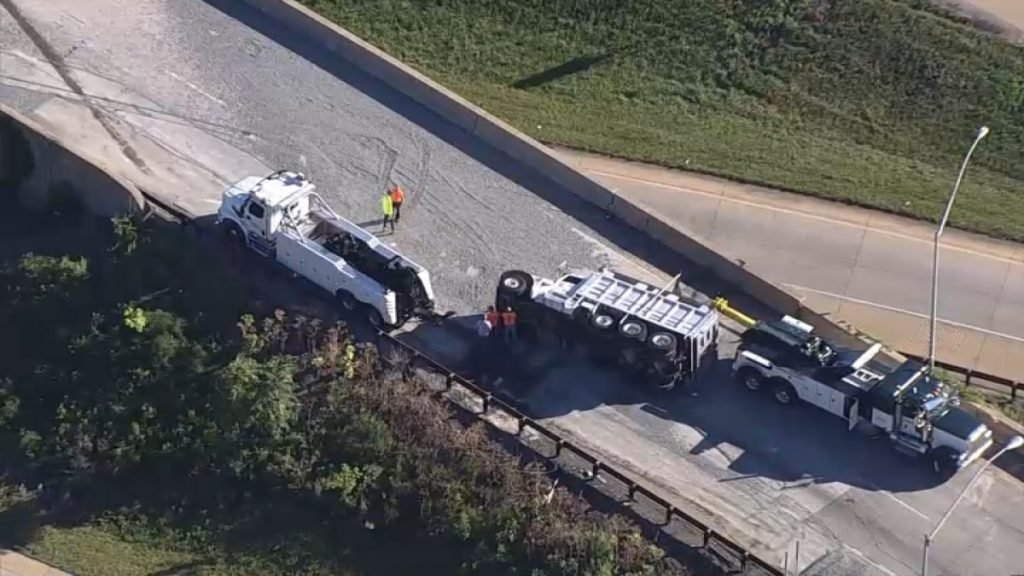 Overturned dump truck closes ramp from I-476 to I-95 - NBC Philadelphia